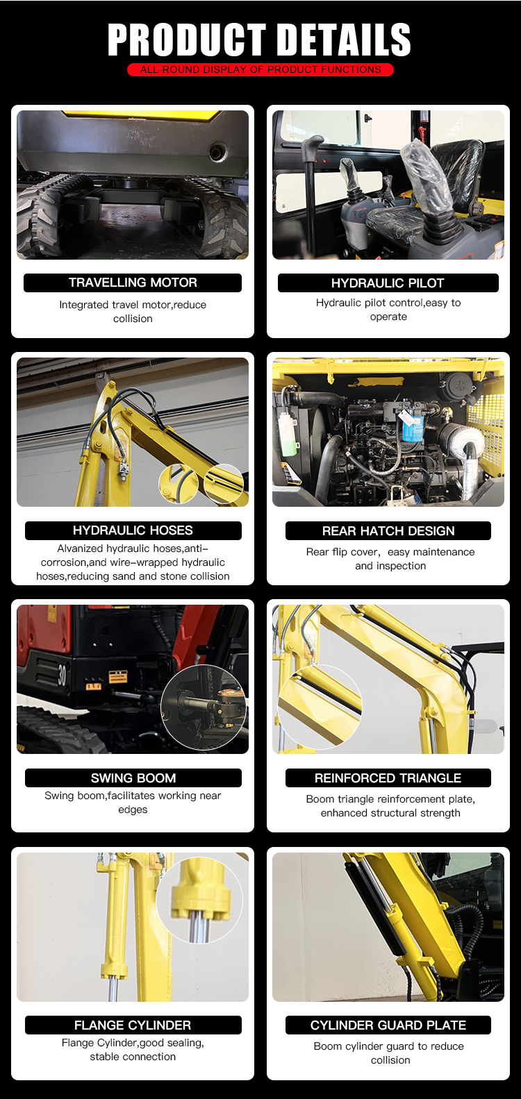 FREE SHIPPING! Cheapest Mini Excavator Uses Kubota Engine 3.5 Ton 1 Ton 2 Ton Digger Mini Pelle 3.5 Ton Excavator Machine supplier