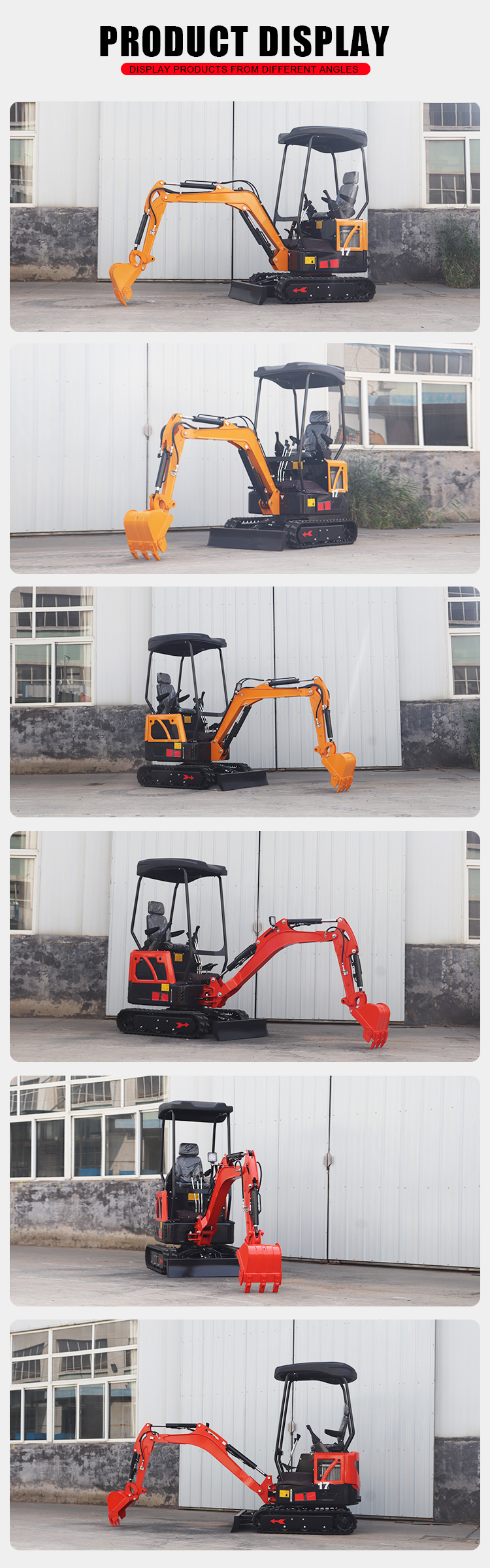 CE EPA Mini Excavator 1.8 Ton Excavator Mini Bigger Bagger Crawler 2ton 1.7t Mini Excavator 1 Ton details