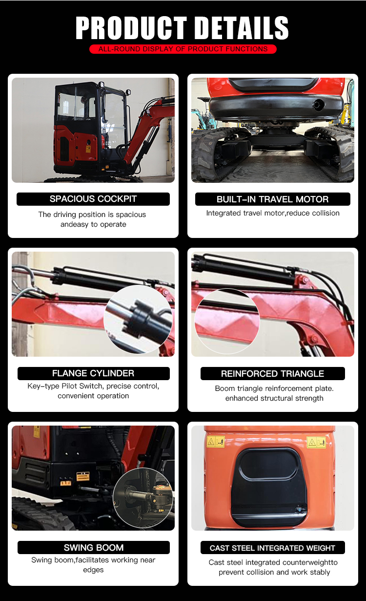 Mini Small Micro Crawler Bagger Digger Excavators Machine 2t 0.8 1.2 1.5 2 Ton 3Ton Mini Excavator details