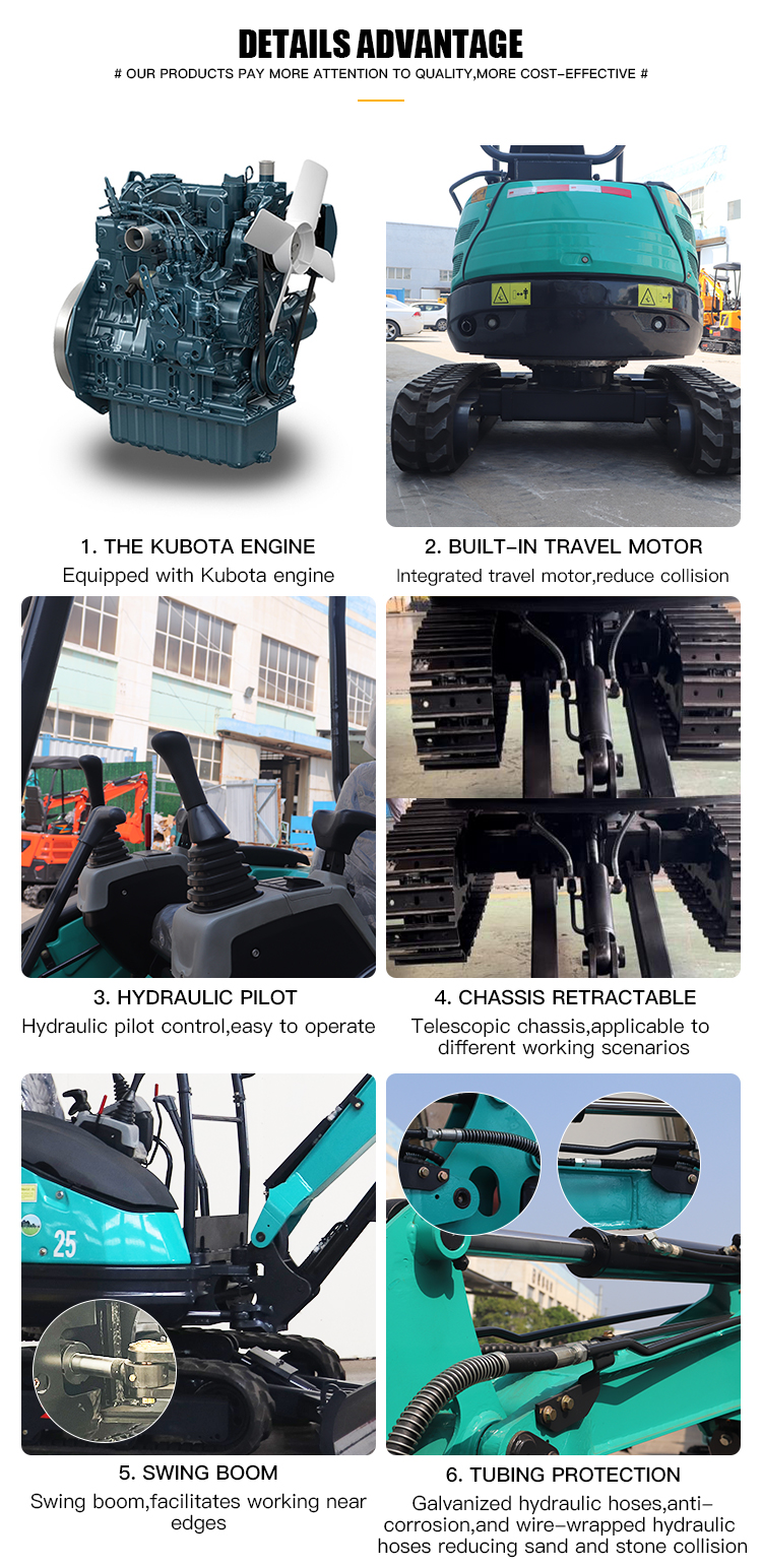 Ce Epa Engine Farm Garden Cabin Multifunctional 1.5T 2T 2.5T 3T 3.5T 360 Mini Digger Small Escavatorr Excavator factory