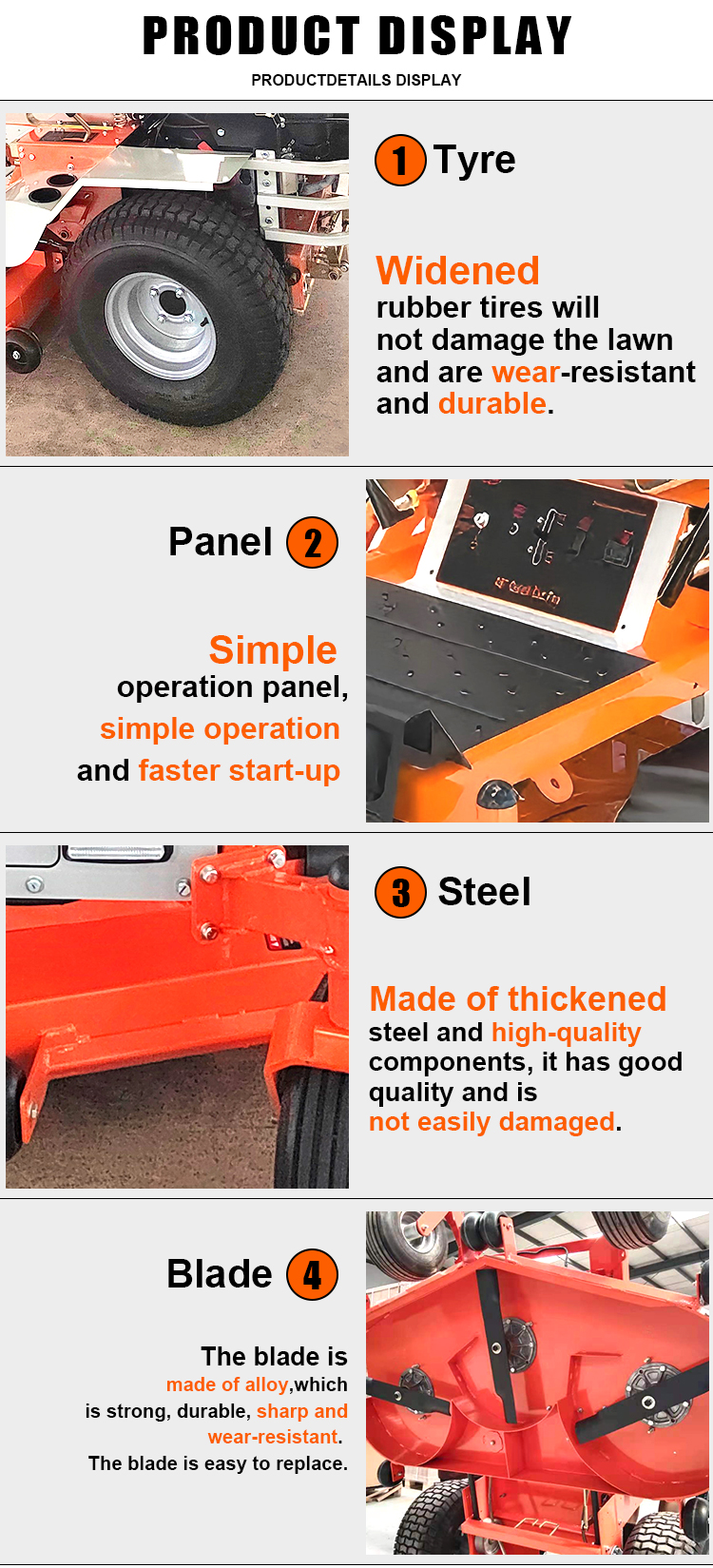 product hot selling riding lawn mower tractor with gasoline for grass cutting 25hp 48 50 62 inch ride on zero turn lawn mower-4