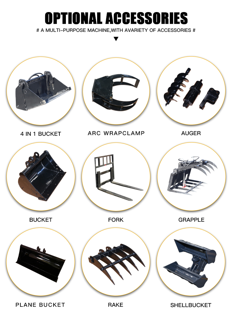 Multifunctional CE EPA Euro5 Home Farm Garden Gasoline Diesel Mini Small Micro Compact Skid Steer Loader factory