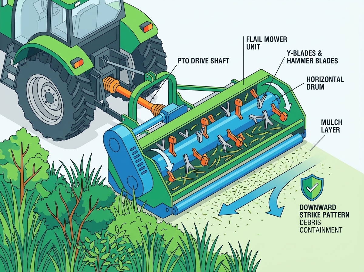 Flail Lawn Mower operating in heavy brush